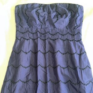 J Crew Navy Black Eyelet Cotton Strapless Dress Style 13660 size 4 NEW